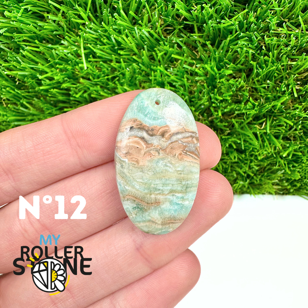 Pendentif Percé Calcite Cambrienne Bleue 5A