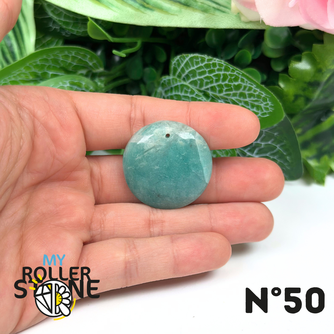 Pendentif Percé Rond Amazonite Bleue 5A