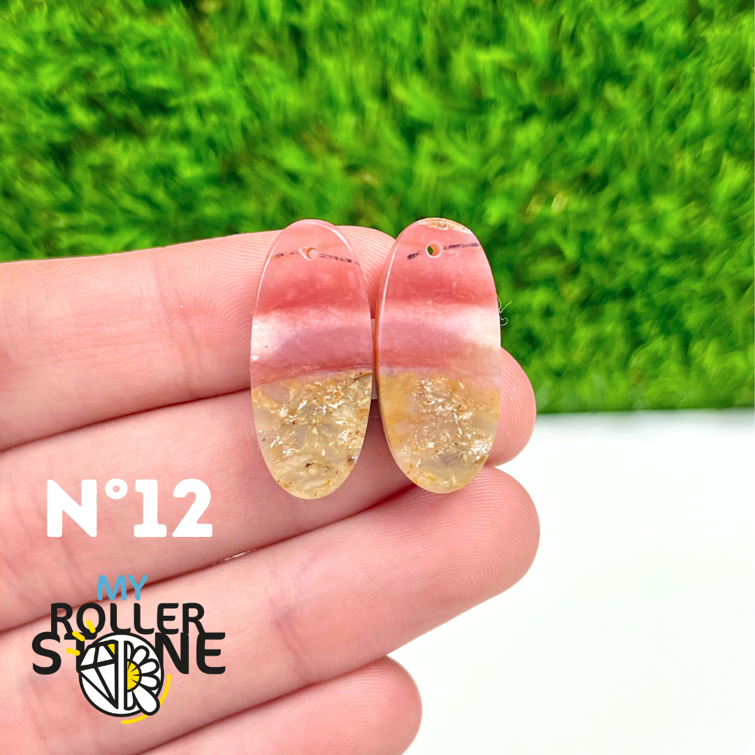 Pendentif Percé Opale Rose Duo