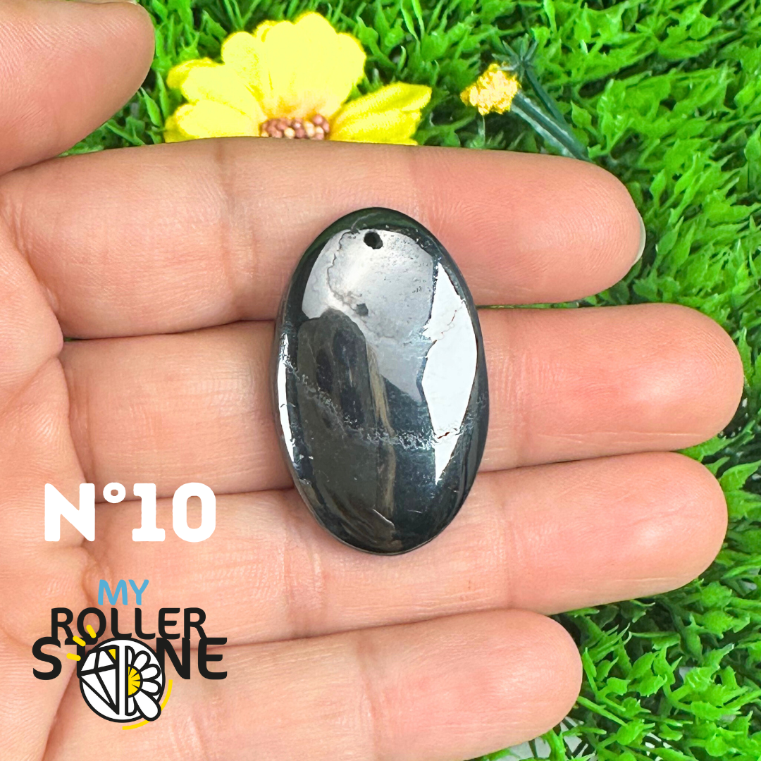 Pendentif Percé Psilomelane Argenté