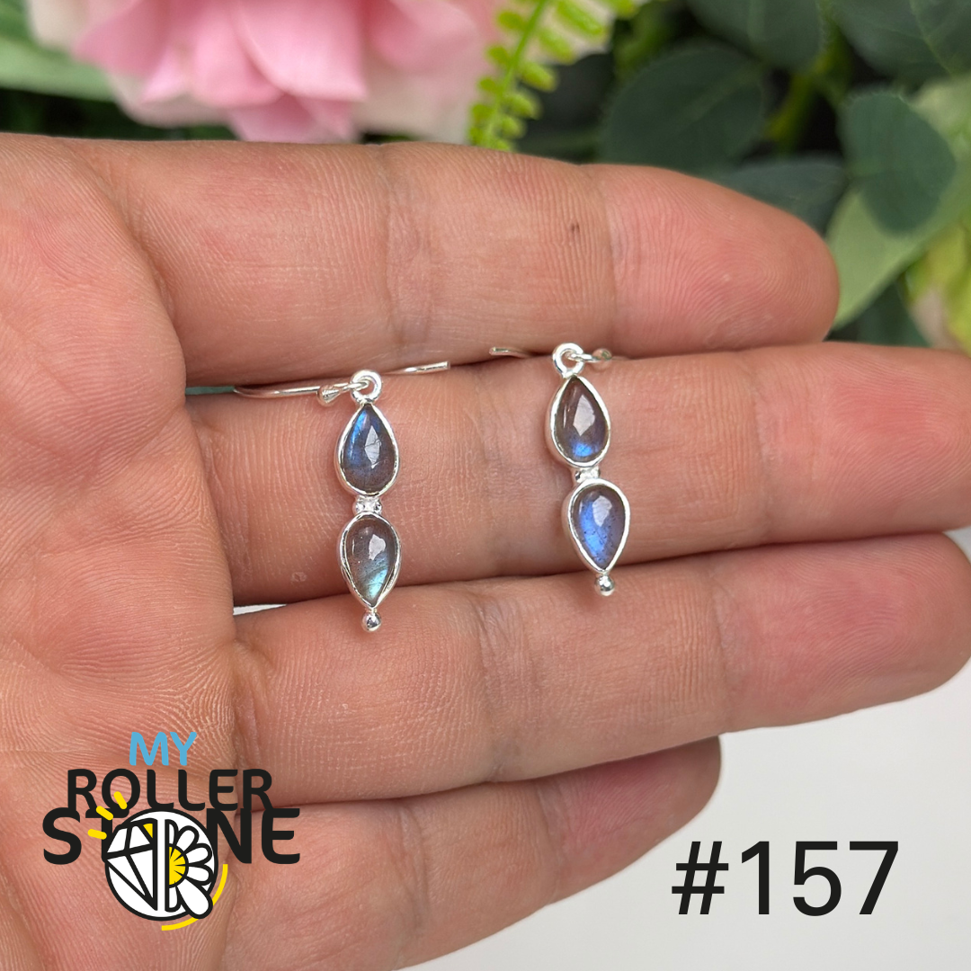 Boucles d’oreilles argent 925 labradorite #E157