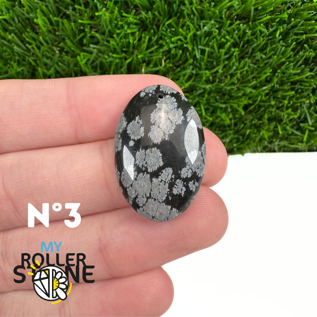 Pendentif Obsidienne flocon de neige 5A percé