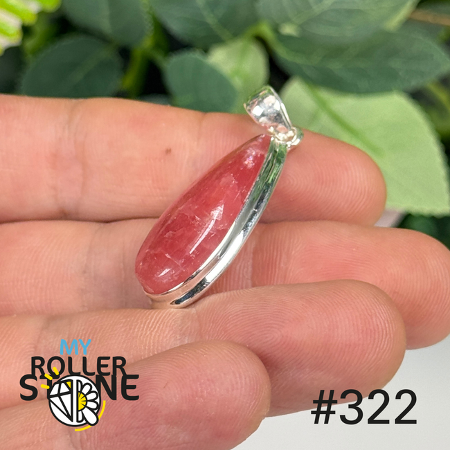 Pendentif argent 925 rhodochrosite translucide #P322