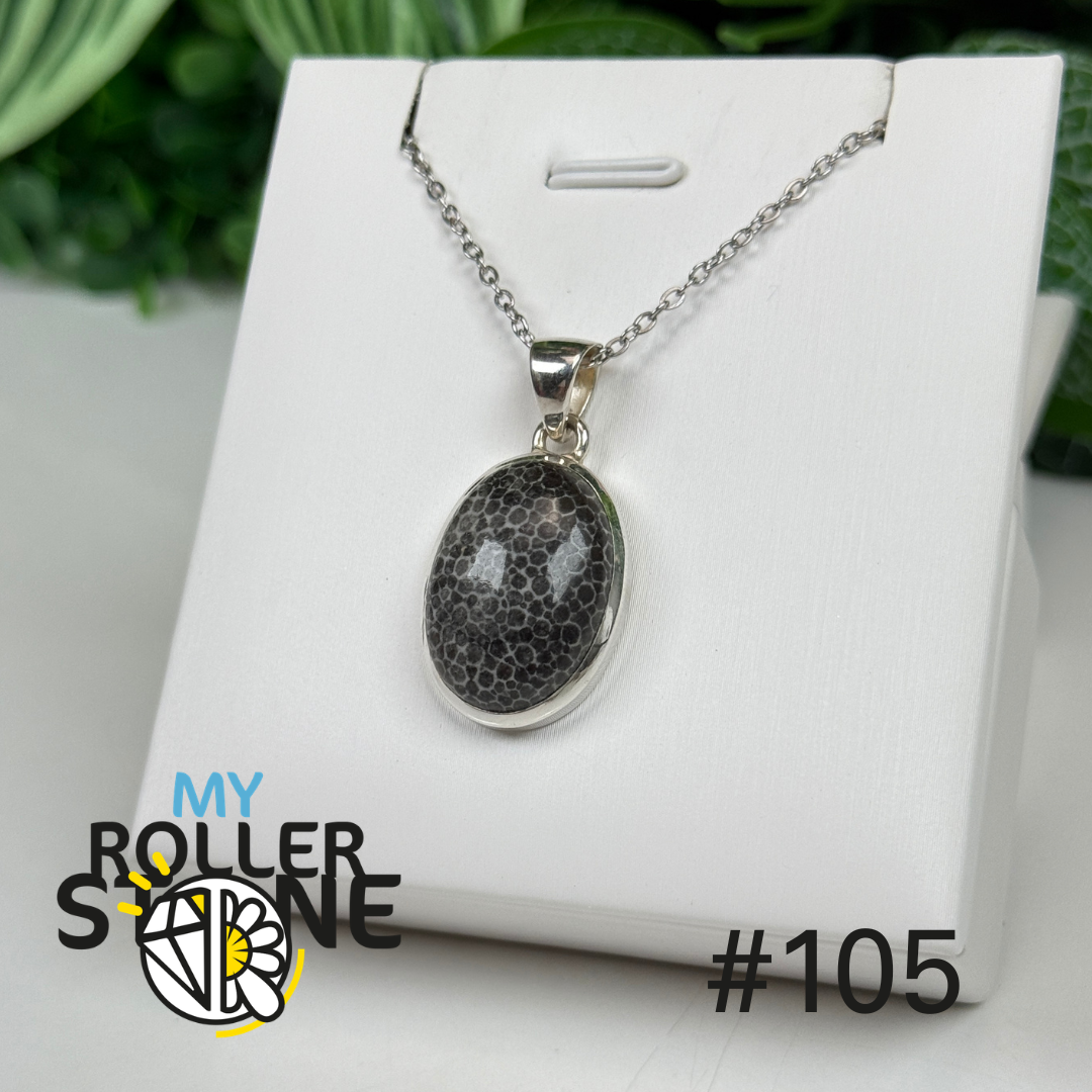 Pendentif argent corail noir #P105