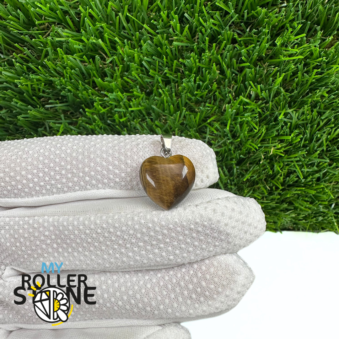 Pendentif Coeur Oeil de Tigre (2 Tailles)