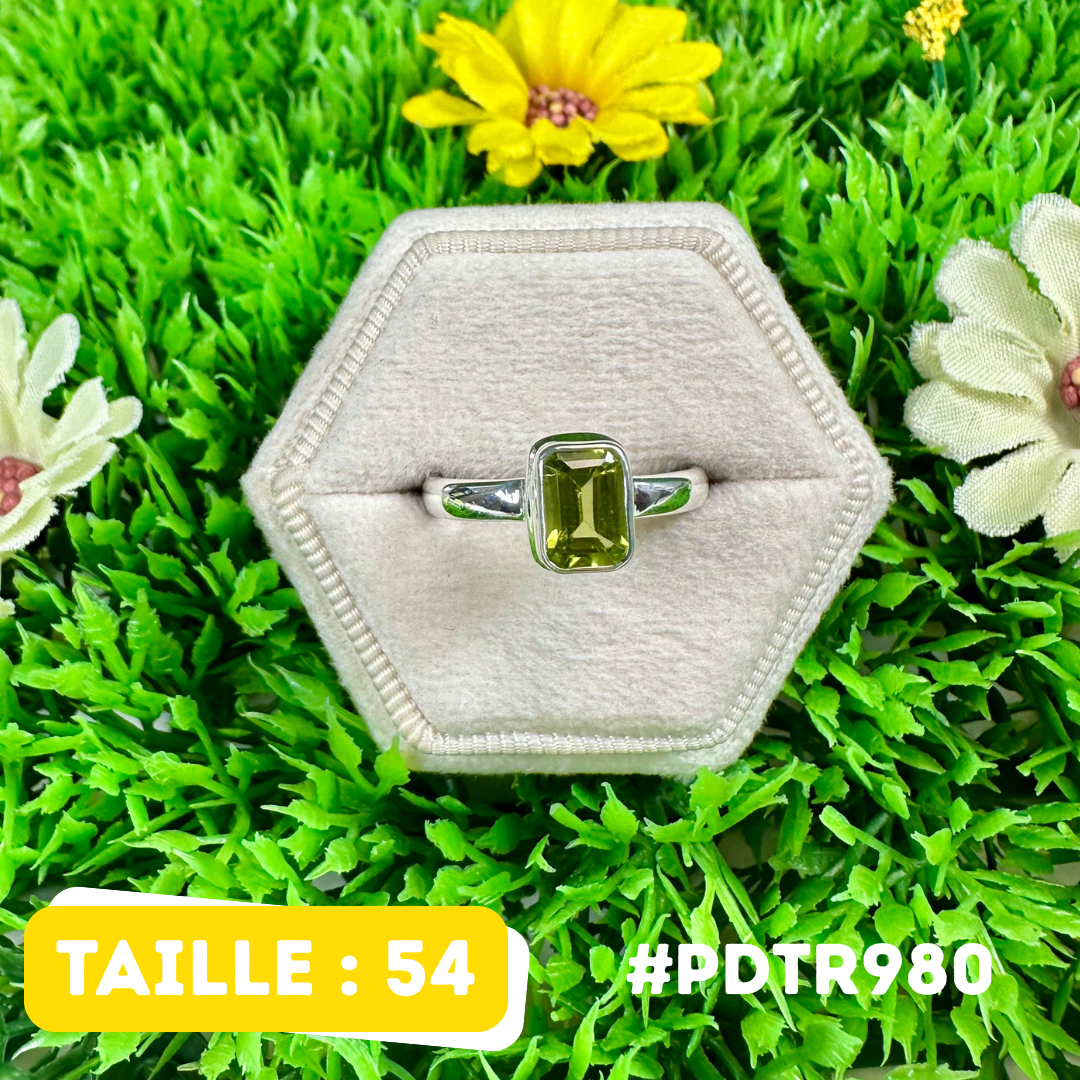 Bague Argent 925 Péridot facetté #PDTR980