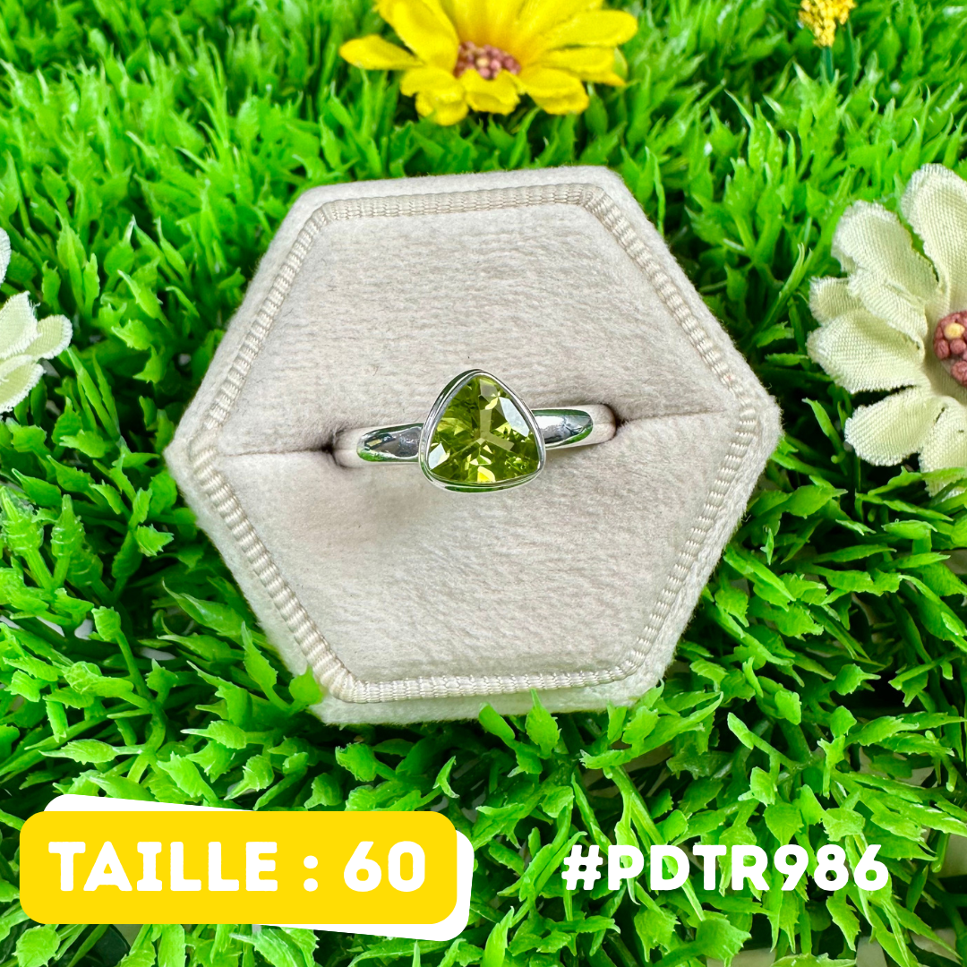 Bague Argent 925 Péridot facetté #PDTR986