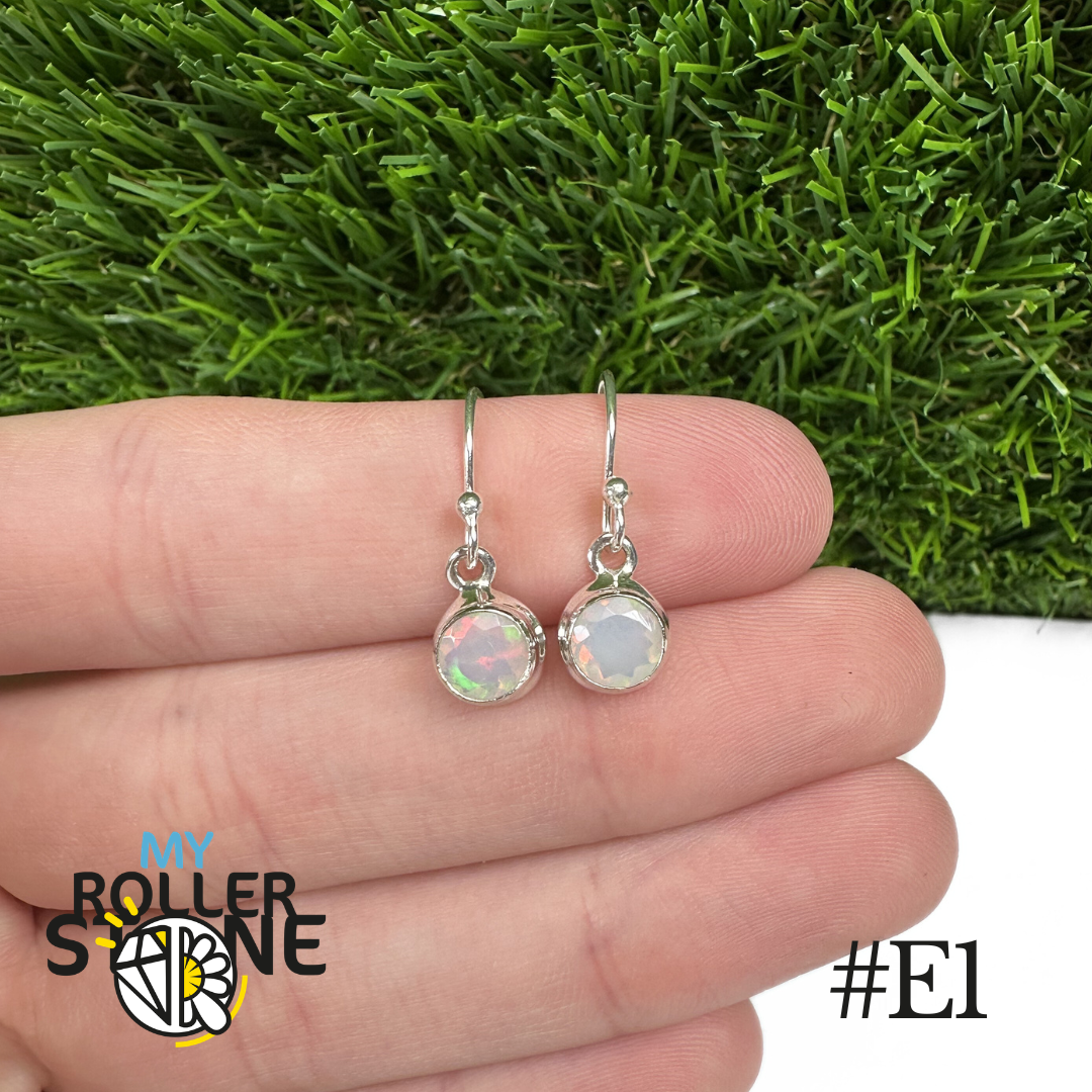 Boucles d'oreilles Opale Éthiopienne Rond Rebord 7,5X7,5 MM En Argent 925
