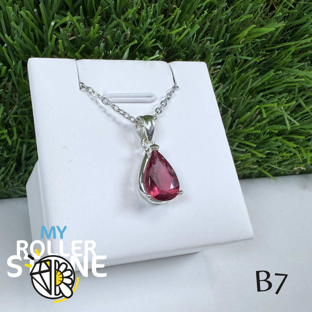 Pendentif Tourmaline Rose “Santa Rosa” et Argent 925 B7