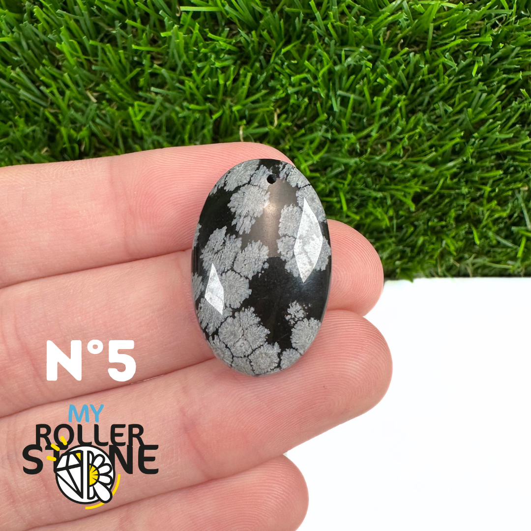 Pendentif Obsidienne flocon de neige 5A percé