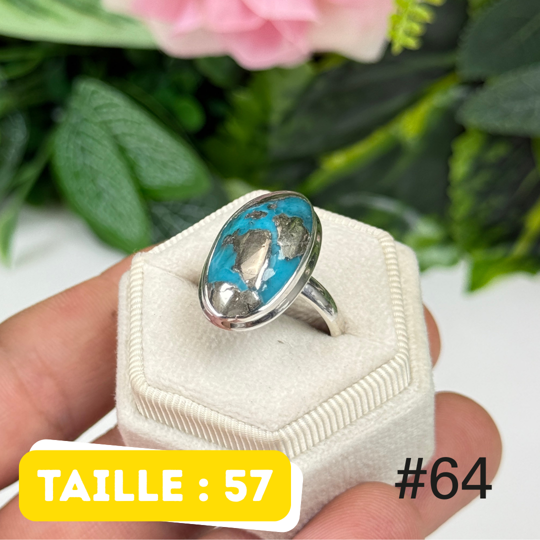 Bague argent 925 turquoise persane Nishapur #TR64