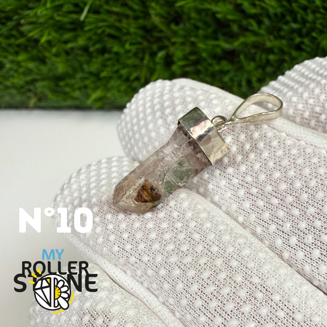 Pendentif Quartz Pétrole et Argent