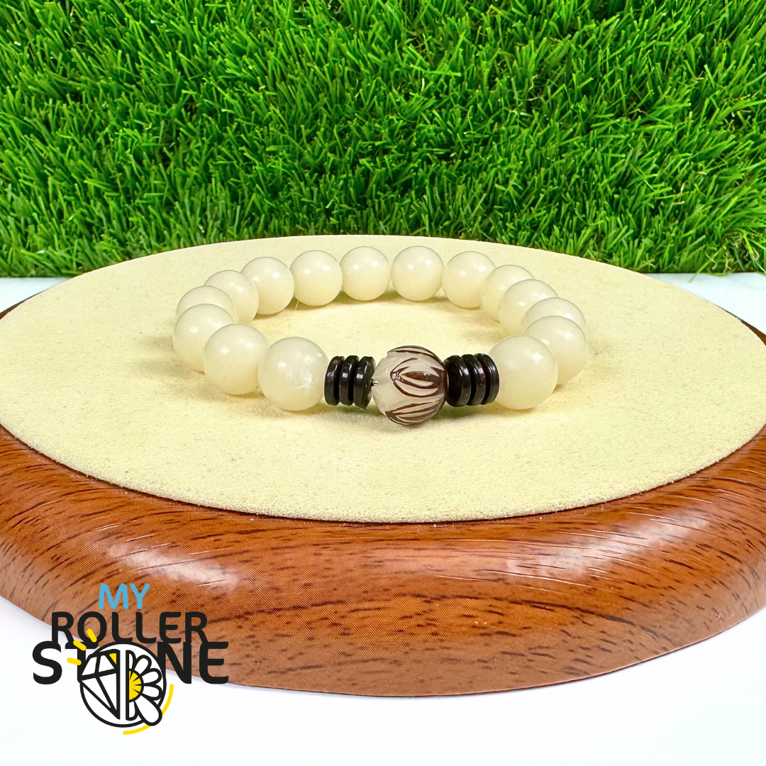 Bracelet Lotus Bodhi en Jade Blanc