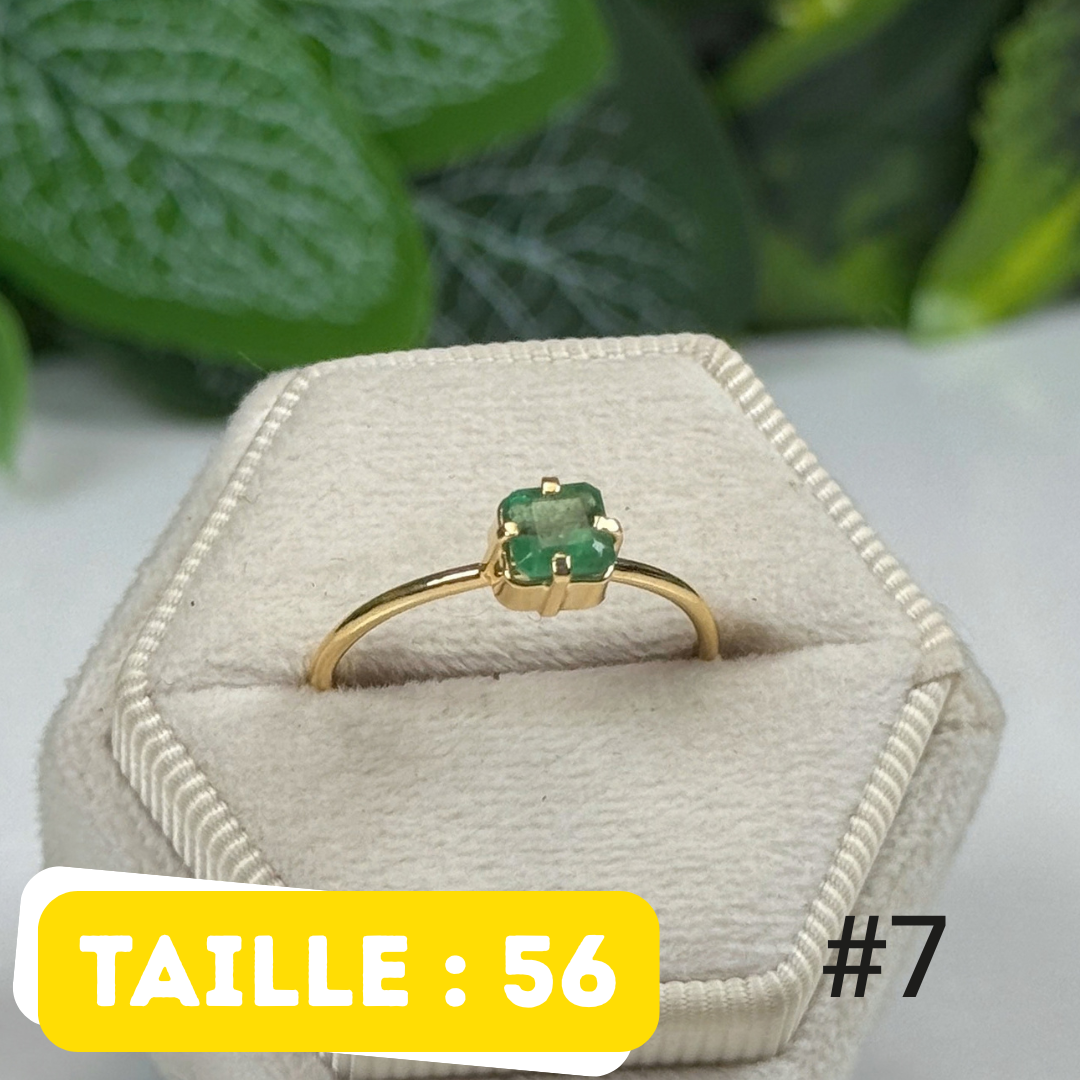 Bague Émeraude Argent 925 Plaqué Or #7