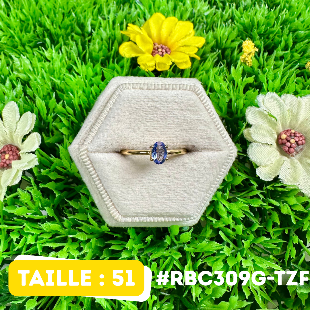 Bague Argent 925 plaqué or Tanzanite 5 tailles #RBC309G-TZF