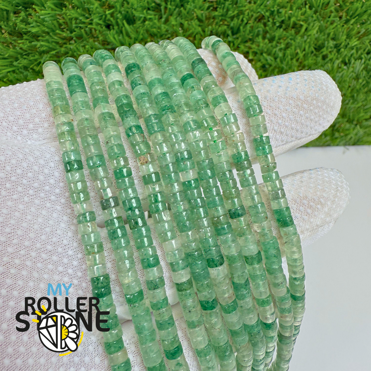 Perles Heishi naturelle Quartz Fraise verte