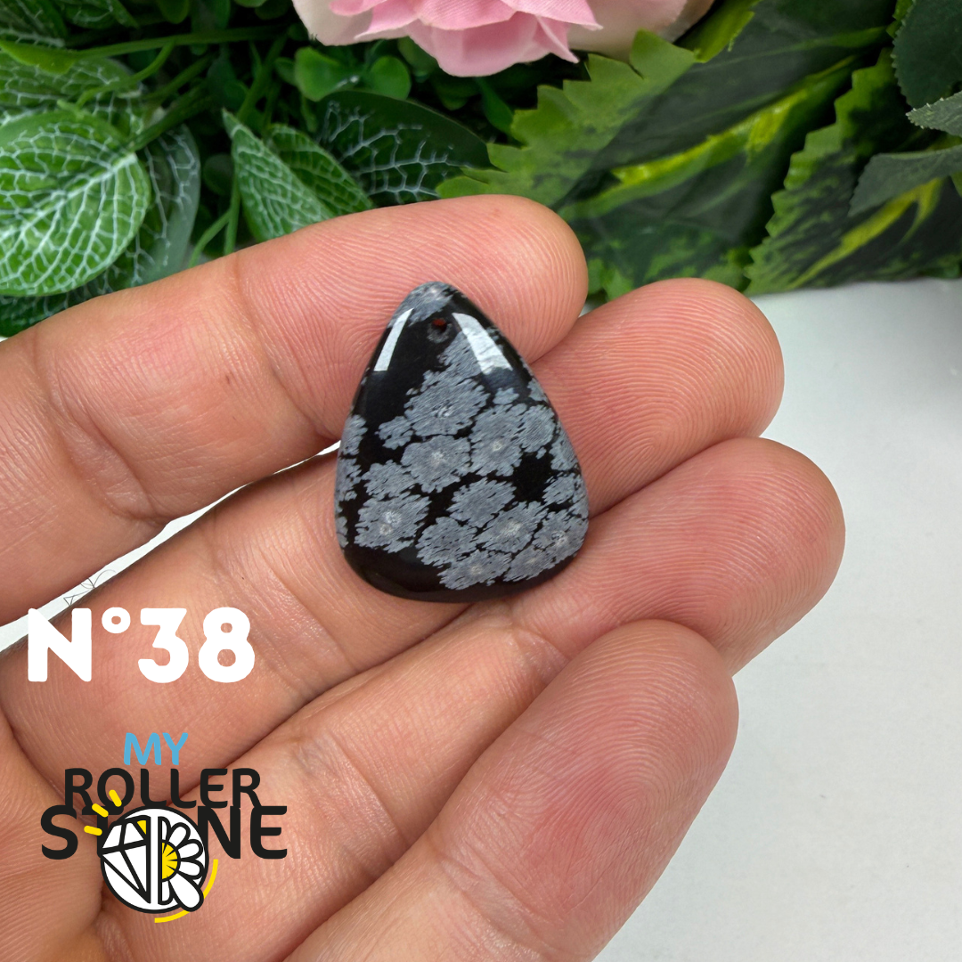 Pendentif Obsidienne flocon de neige 5A percé