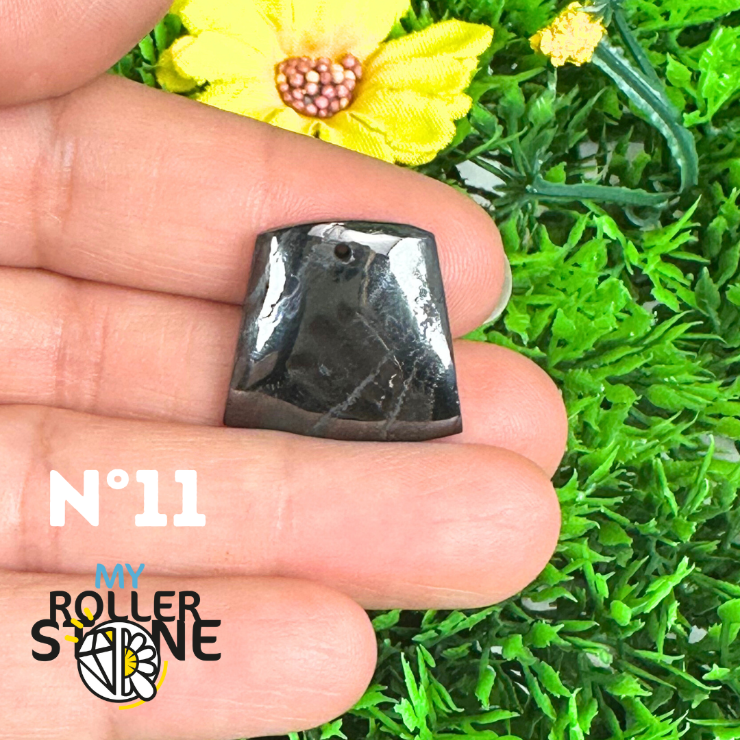 Pendentif Percé Psilomelane Argenté