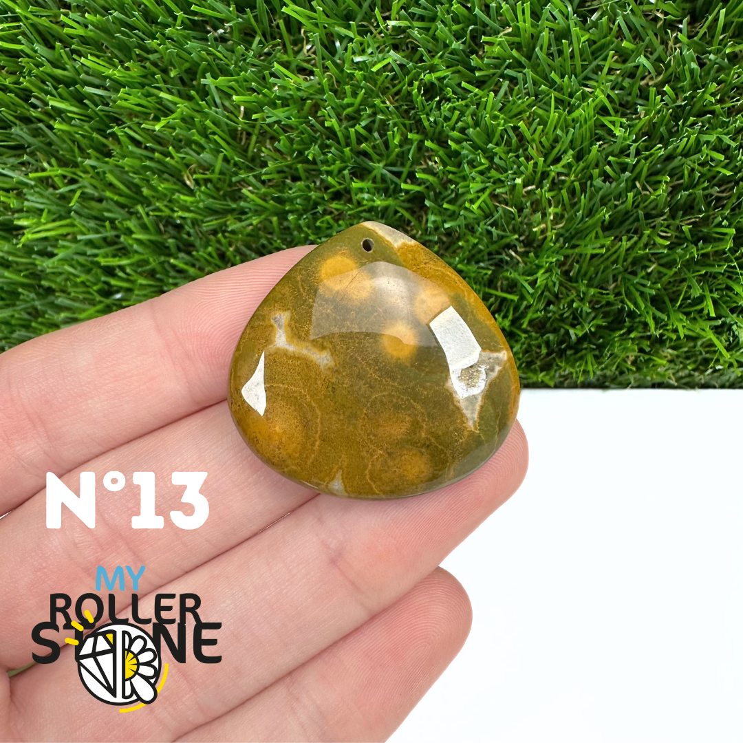 Pendentif Percé Jaspe Océan 5A