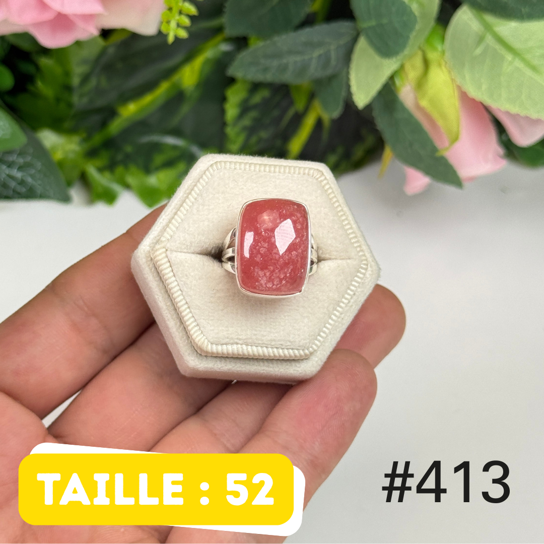 Bague argent 925 rhodochrosite translucide #R413