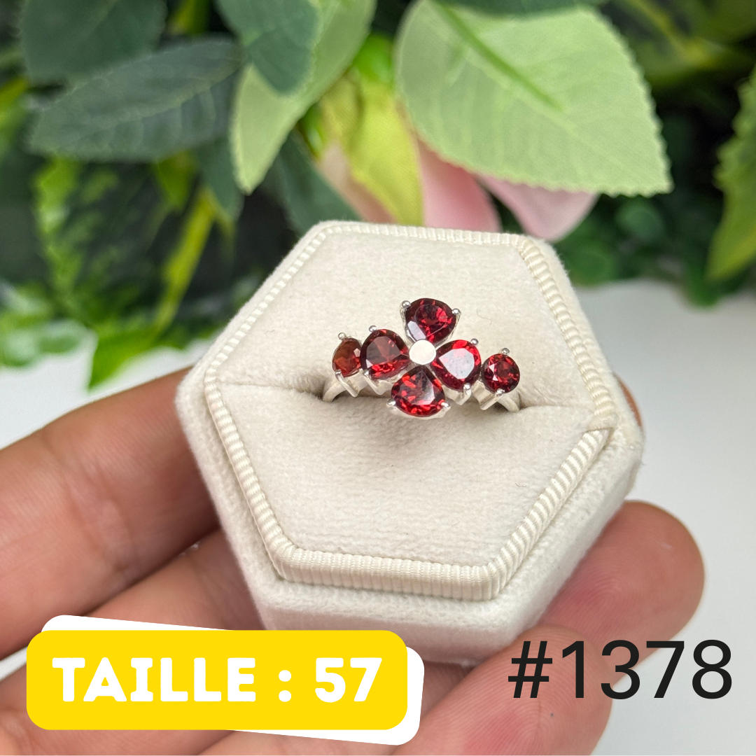 Bague argent 925 grenat facetté #1378