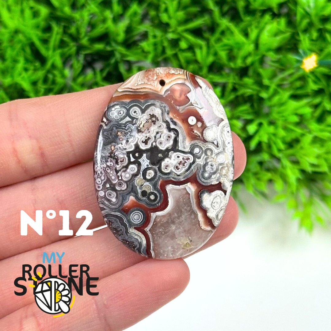 Pendentif Percé Agate Mexicaine 5A