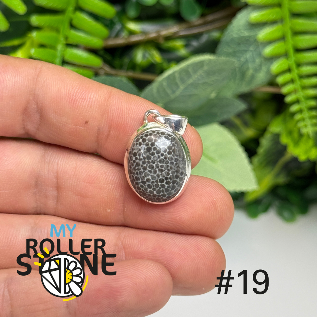 Pendentif argent corail noir #P119