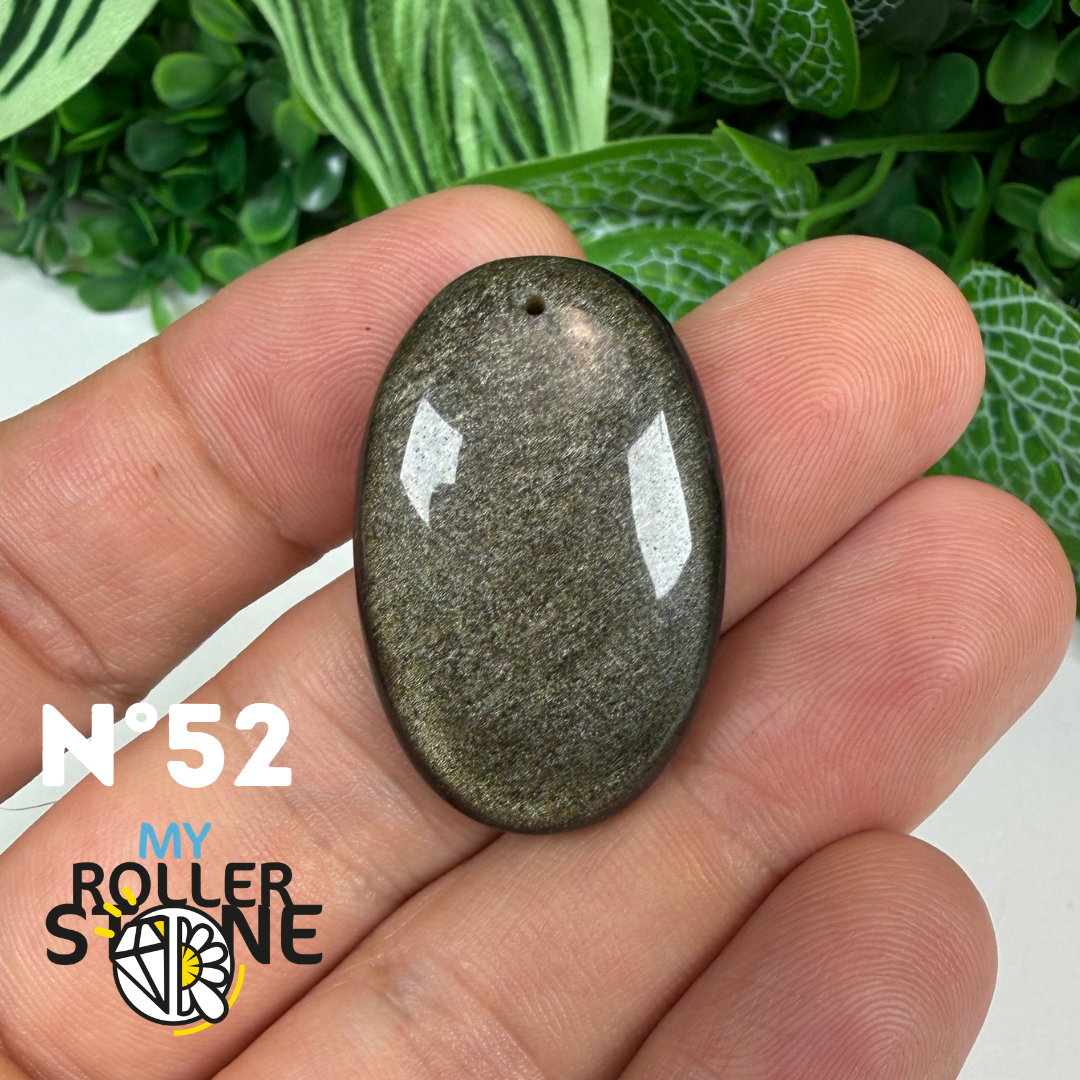 Pendentif Obsidienne dorée 5A percé