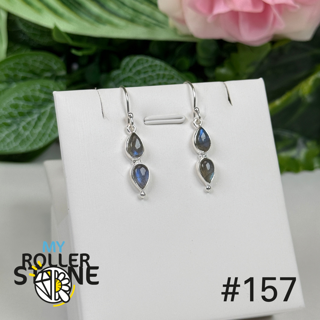 Boucles d’oreilles argent 925 labradorite #E157