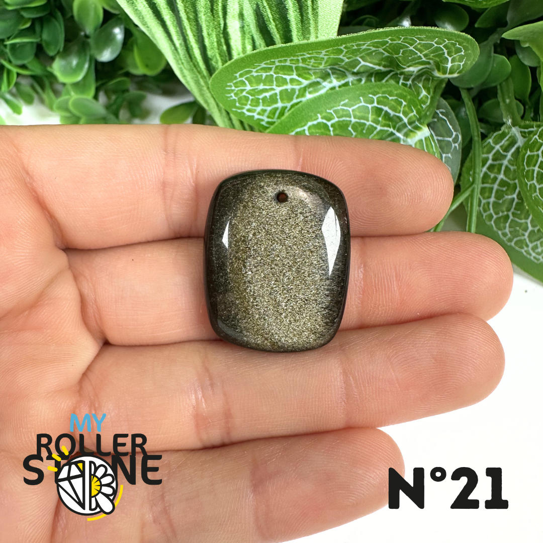 Pendentif Obsidienne dorée 5A percé