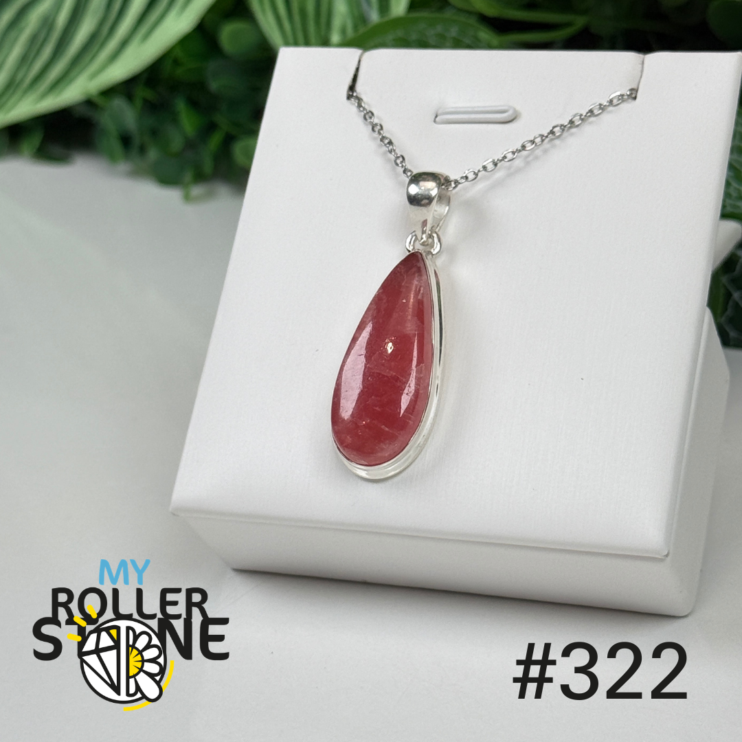 Pendentif argent 925 rhodochrosite translucide #P322