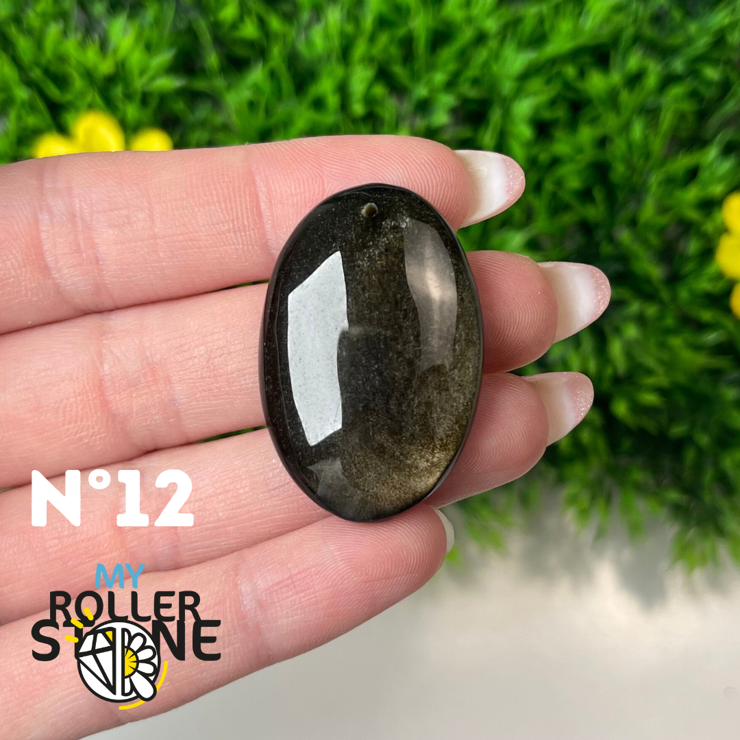 Pendentif Obsidienne dorée 5A percé