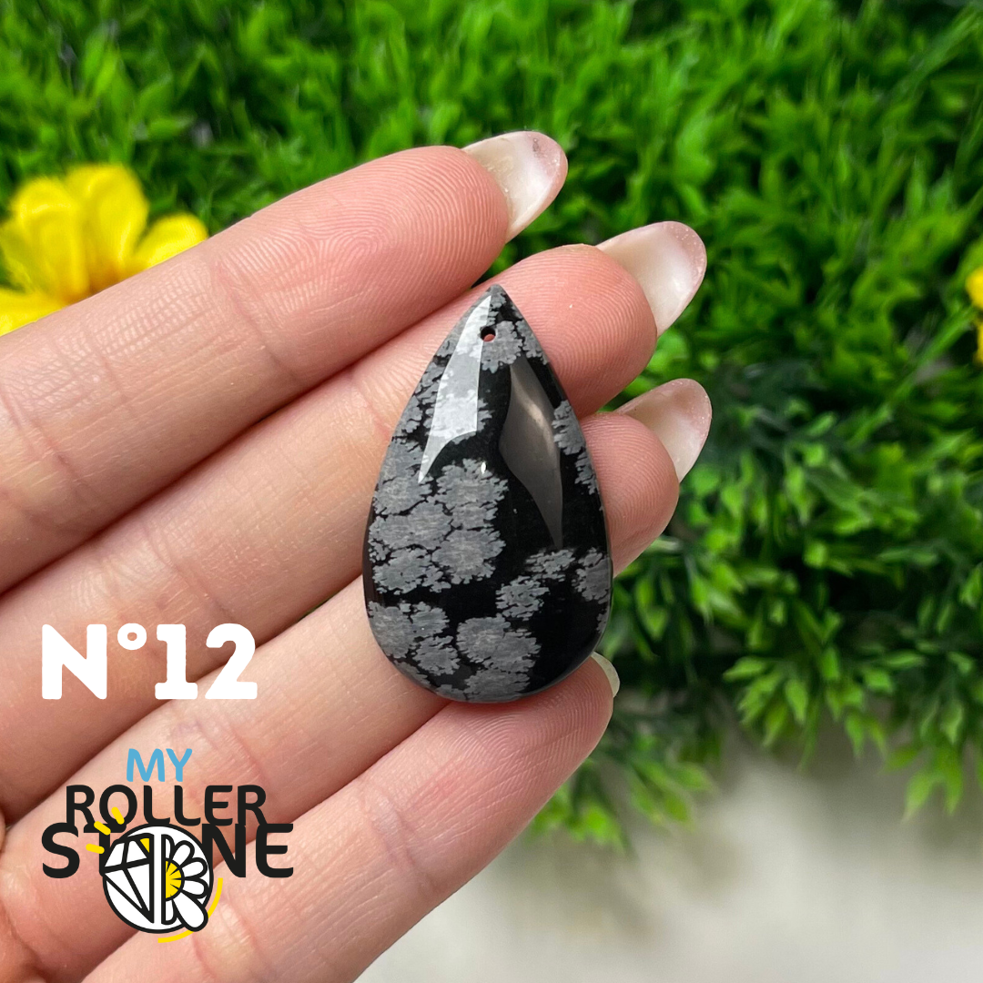 Pendentif Obsidienne flocon de neige 5A percé