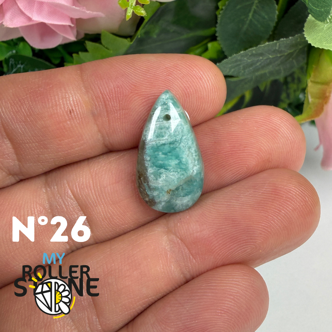 Pendentif Percé Amazonite et Quartz Fumé (Rare)