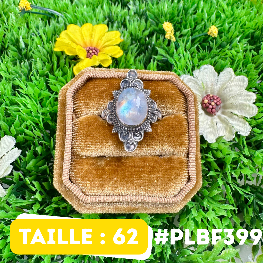 Bague Pierre de Lune Blue Fire #PLBF399