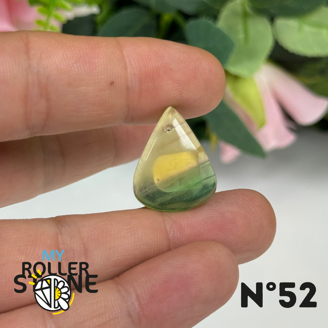 Pendentif Percé en Fluorite Multicolore à Bandes Dorées – Qualité 5A