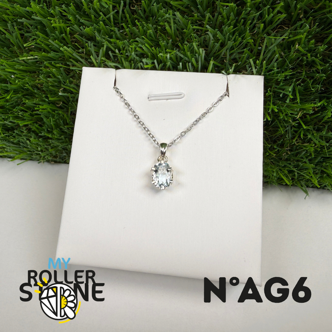 Pendentif Aigue-Marine Facettée Argent 925 #AG6