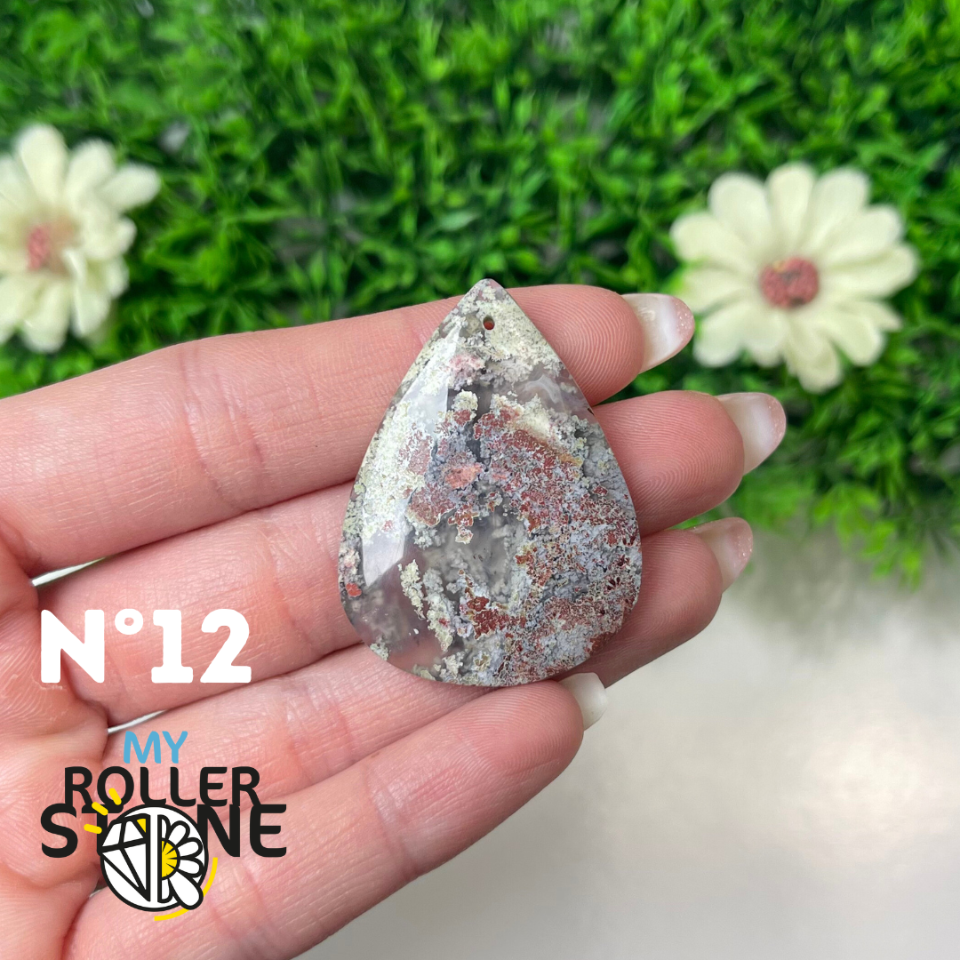Pendentif Agate Mousse Indonésienne 5A Percé