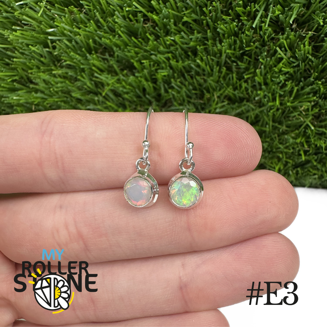 Boucles d'oreilles Opale Éthiopienne Rond Rebord 7,5X7,5 MM En Argent 925