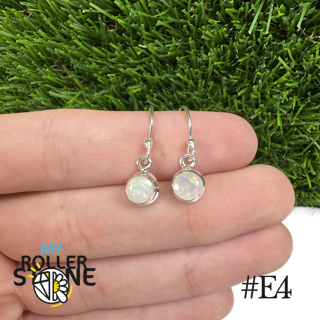 Boucles d'oreilles Opale Éthiopienne Rond Rebord 7,5X7,5 MM En Argent 925
