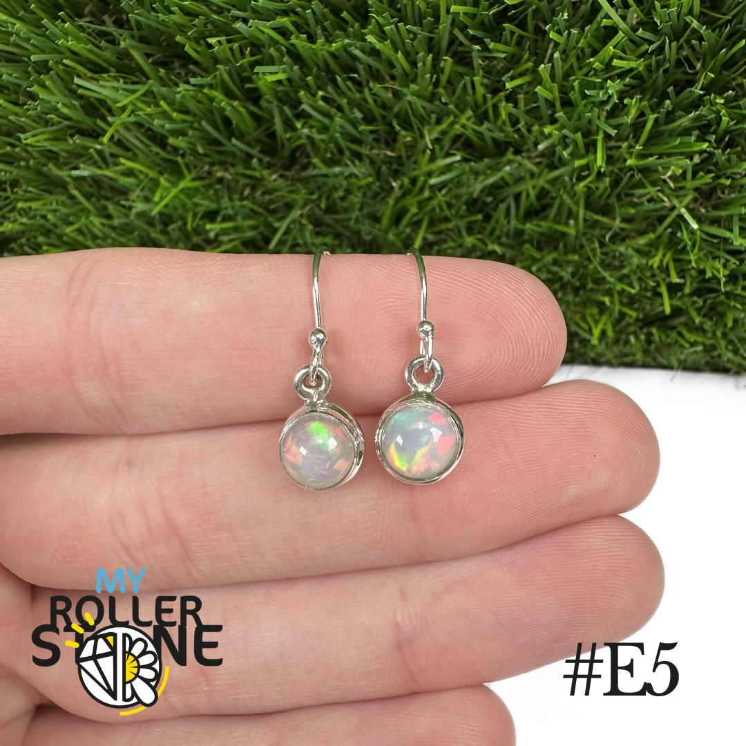 Boucles d'oreilles Opale Éthiopienne Rond Rebord 7,5X7,5 MM En Argent 925
