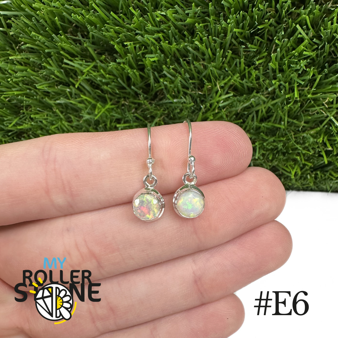 Boucles d'oreilles Opale Éthiopienne Rond Rebord 7,5X7,5 MM En Argent 925