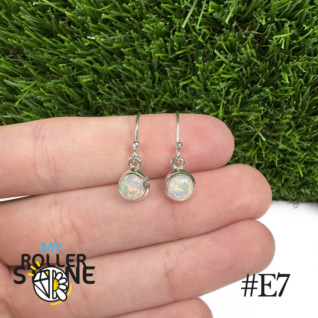 Boucles d'oreilles Opale Éthiopienne Rond Rebord 7,5X7,5 MM En Argent 925