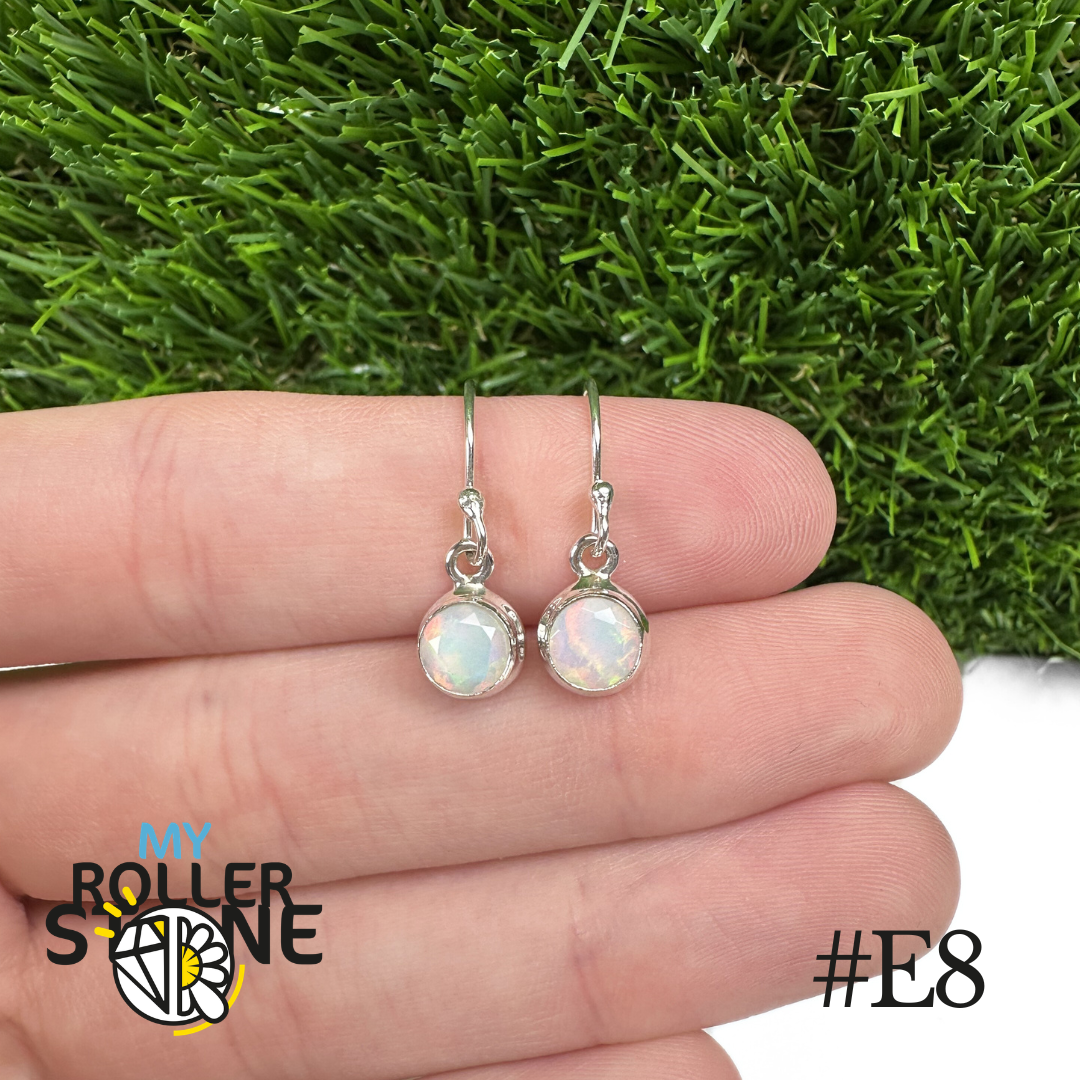 Boucles d'oreilles Opale Éthiopienne Rond Rebord 7,5X7,5 MM En Argent 925