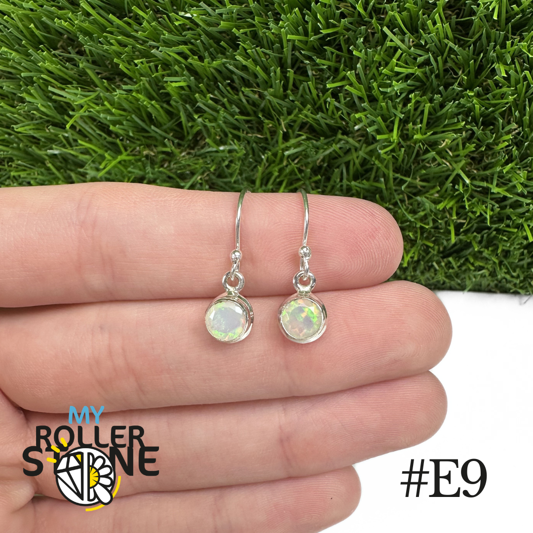 Boucles d'oreilles Opale Éthiopienne Rond Rebord 7,5X7,5 MM En Argent 925
