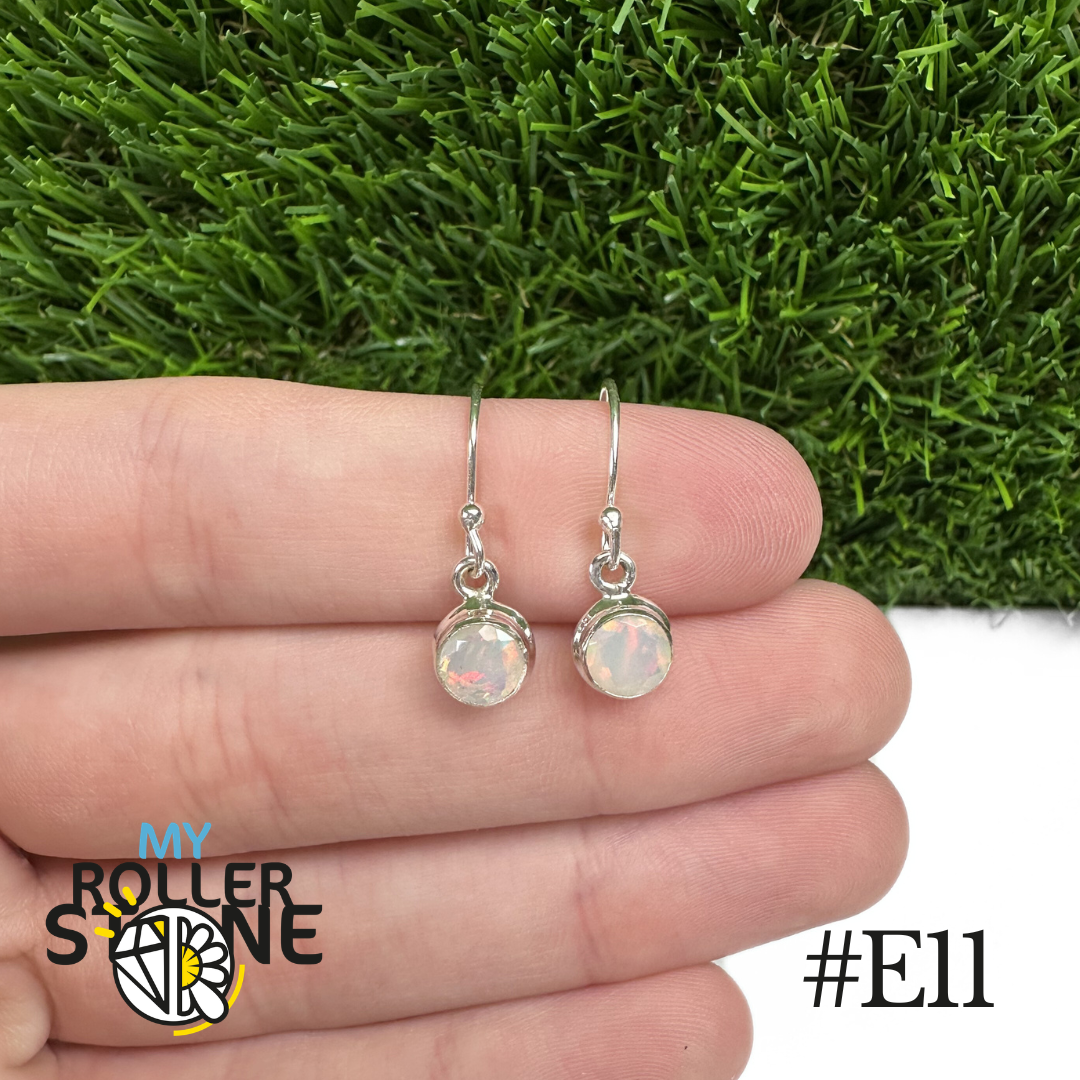 Boucles d'oreilles Opale Éthiopienne Rond Rebord 7,5X7,5 MM En Argent 925