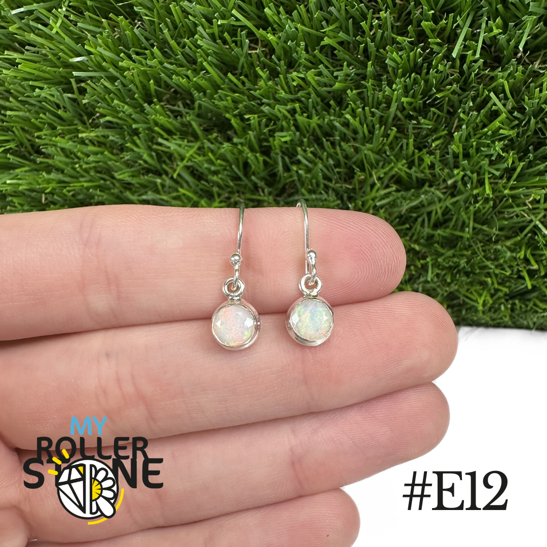 Boucles d'oreilles Opale Éthiopienne Rond Rebord 7,5X7,5 MM En Argent 925
