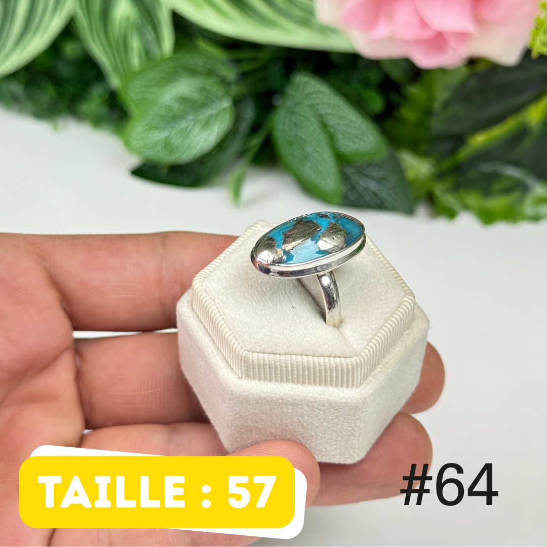 Bague argent 925 turquoise persane Nishapur #TR64