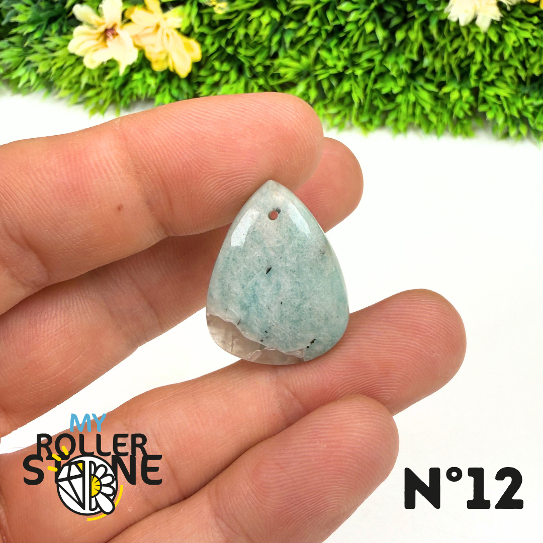 Pendentif Percé Amazonite et Quartz Fumé (Rare)