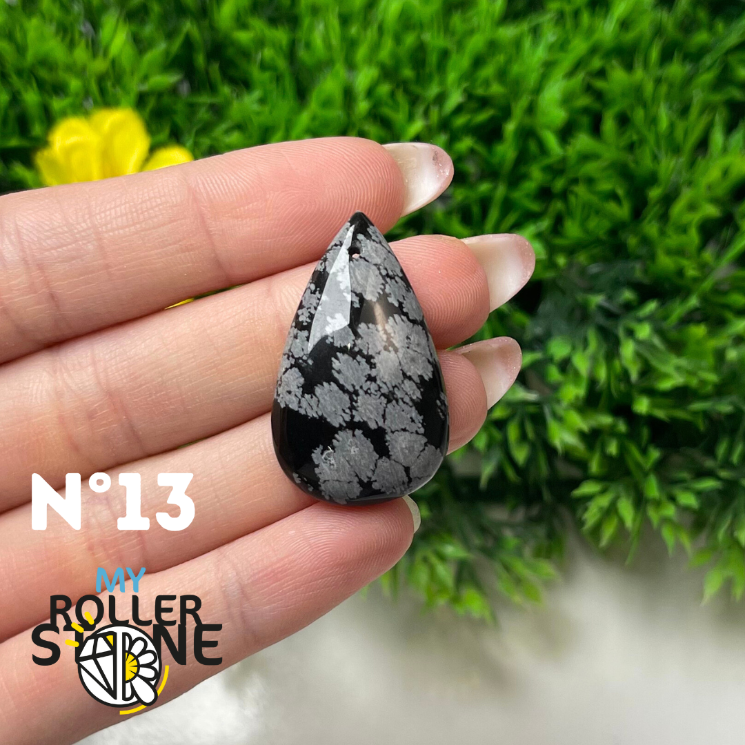 Pendentif Obsidienne flocon de neige 5A percé